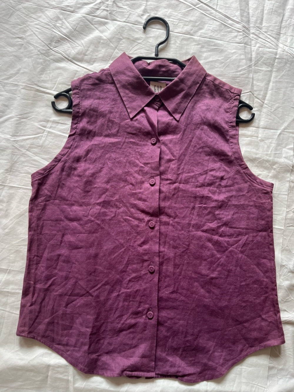 GAP Linen  Plum Sleeveless Button-Up Blouse NWT